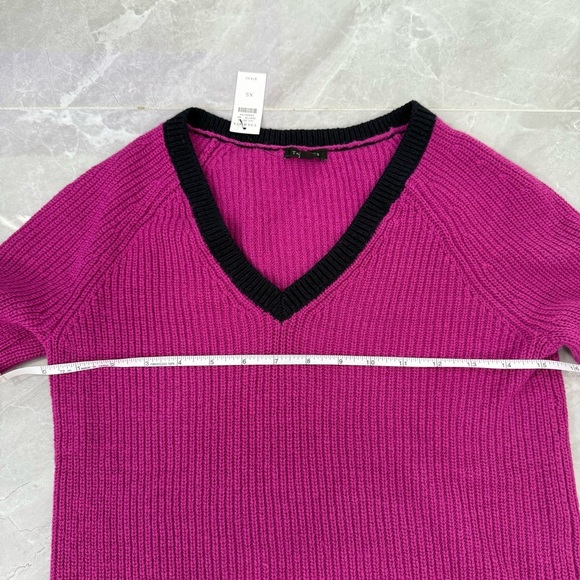 Women’s Talbots Ribbed Color Block Long Sleeve V-Neck Sweater XS - Picture 15 of 16
